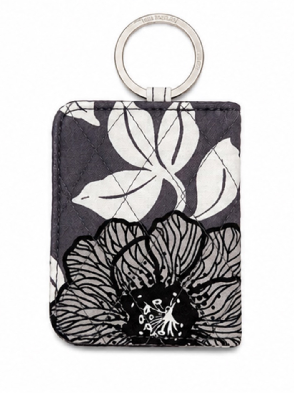 Vera Bradley Gray Black Floral Quilted Key Card Holder